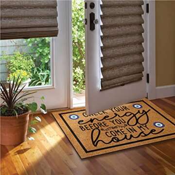 Wulidrom Check Your Energy Before You Come in My House Indoor Front Door Mat for Shoes by Door, Door Mats Outdoor Funny Door Mats for Outside Entry 30"X18"