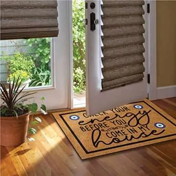 Wulidrom Check Your Energy Before You Come in My House Indoor Front Door Mat for Shoes by Door, Door Mats Outdoor Funny Door Mats for Outside Entry 30"X18"