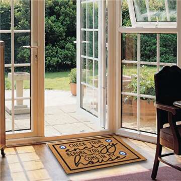 Wulidrom Check Your Energy Before You Come in My House Indoor Front Door Mat for Shoes by Door, Door Mats Outdoor Funny Door Mats for Outside Entry 30"X18"