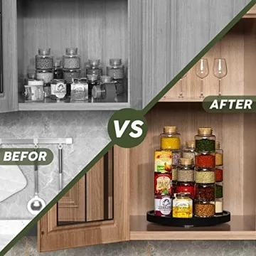 VeyFey Bamboo Turntable Vanity Tray 10 Inch Organizer