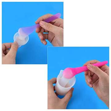 Coopay 9 Pieces Silicone Magic Epoxy Brushes Stir Sticks Including Flexible Silicone Epoxy Brushes and Stir Sticks for Mixing Resin, Epoxy, Liquid, Paint, Making Craft Glitter Tumblers