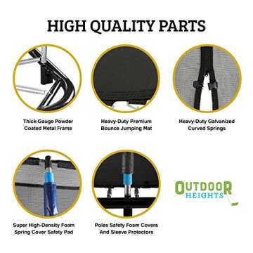 Premium Rectangular Trampoline with Safety Features & Ladder