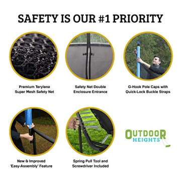 Premium Rectangular Trampoline with Safety Features & Ladder