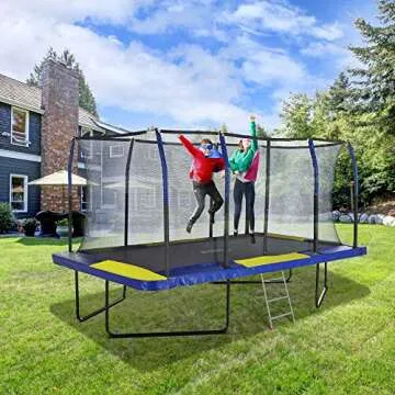 Premium Rectangular Trampoline with Safety Features & Ladder