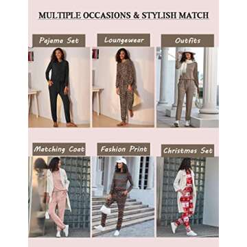 Ekouaer Womens Pajamas Set Long Sleeve Loungewear Soft Lounge Set Joggers with Pockets,Medium,Dark Grey