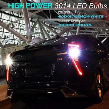 JDM ASTAR Extremely Bright 2000 Lumens 360-Degree Shine 921 912 90-EX Chipsets LED Bulbs For Backup Reverse Lights, Xenon White