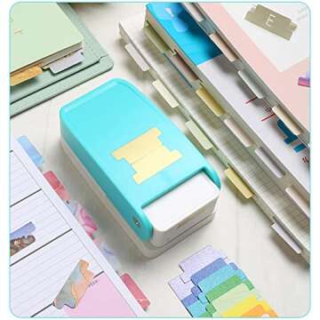 KW-triO Tab Punch DIY Index Tabs Puncher Tag Punch Paper Punch for Scrapbooking, Journaling Tabs, Bible Tabs, Book Tabs, Planner Inserts and More Projects (Tab Punch), Cyan