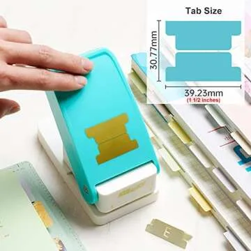 KW-triO Tab Punch DIY Index Tabs Puncher Tag Punch Paper Punch for Scrapbooking, Journaling Tabs, Bible Tabs, Book Tabs, Planner Inserts and More Projects (Tab Punch), Cyan