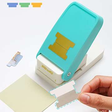 KW-triO Tab Punch DIY Index Tabs Puncher Tag Punch Paper Punch for Scrapbooking, Journaling Tabs, Bible Tabs, Book Tabs, Planner Inserts and More Projects (Tab Punch), Cyan
