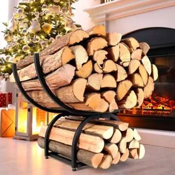 AJART Patio Heavy Duty Firewood: Wood Rack Outdoor for Firewood - 23 inch Fire Log Wood Storage Shelves for Yard Patio Garden - Metal Fireplace Accessories for Inside (23 inch)