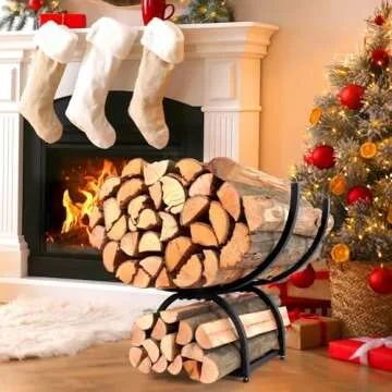 AJART Patio Heavy Duty Firewood: Wood Rack Outdoor for Firewood - 23 inch Fire Log Wood Storage Shelves for Yard Patio Garden - Metal Fireplace Accessories for Inside (23 inch)