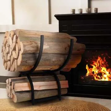 AJART Patio Heavy Duty Firewood: Wood Rack Outdoor for Firewood - 23 inch Fire Log Wood Storage Shelves for Yard Patio Garden - Metal Fireplace Accessories for Inside (23 inch)