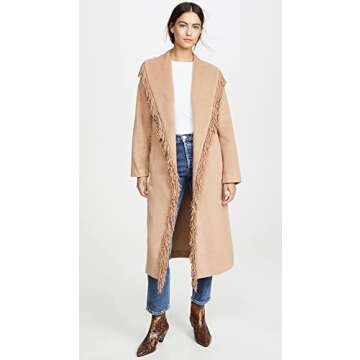 Line & Dot Women's Linda Fringe Coat, Camel, Tan, XS