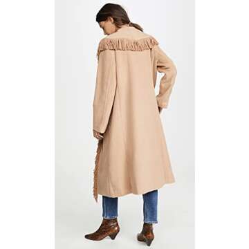 Line & Dot Women's Linda Fringe Coat, Camel, Tan, XS