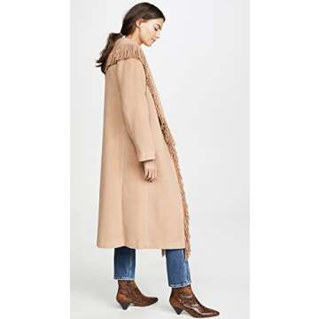 Line & Dot Women's Linda Fringe Coat, Camel, Tan, XS