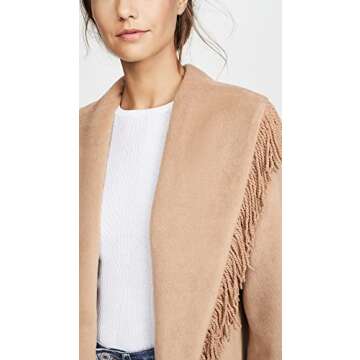 Line & Dot Women's Linda Fringe Coat, Camel, Tan, XS