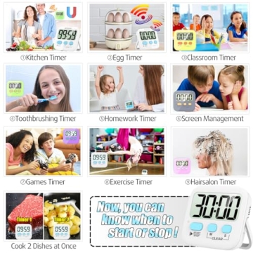 Digital Kitchen Timer for Kids & Adults - 2 Pack
