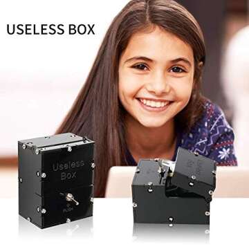 sansheng Useless Box,Fully Asembled Mini Edition Useless Box for Birthday and Party Gift Toy Game(Black)