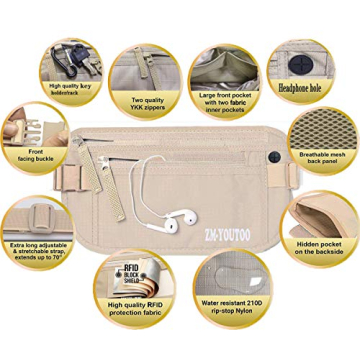 Travel Money Belt with RFID Blocking for Men and Women