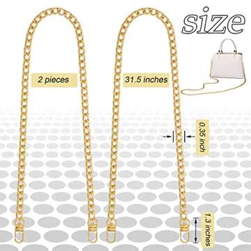 Gondiane 2Pcs Flat Purse Chain Strap Crossbody Bag Replacement Strap with Metal Buckles(31.5 Inches/...