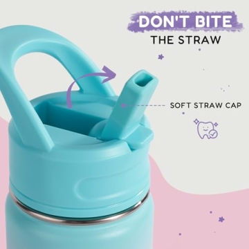 12oz Kids Water Bottle for School, Toddler Water Bottles with Straws, Insulated Water Bottles for Bo...