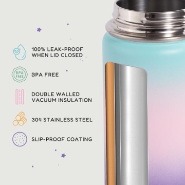 Durable 12oz Kids Water Bottle, Insulated and Leak-Proof  