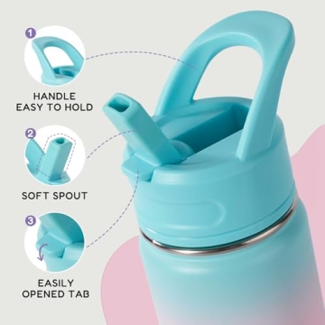 Durable 12oz Kids Water Bottle, Insulated and Leak-Proof  