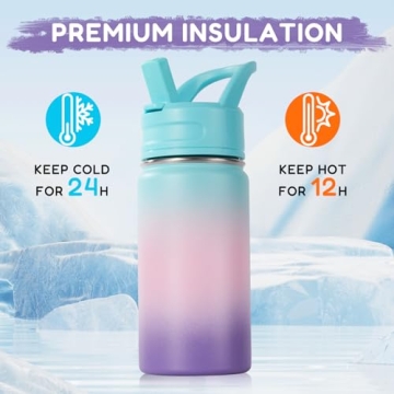 Durable 12oz Kids Water Bottle, Insulated and Leak-Proof  