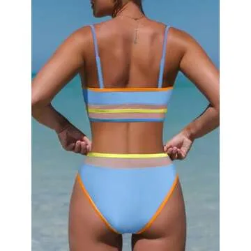 Popvil Neon Bikini - Stylish High Waisted Bathing Suit