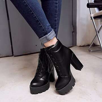 Stylish SO SIMPOK Women's Lace Up Chunky Heel Combat Ankle Boots for All Occasions