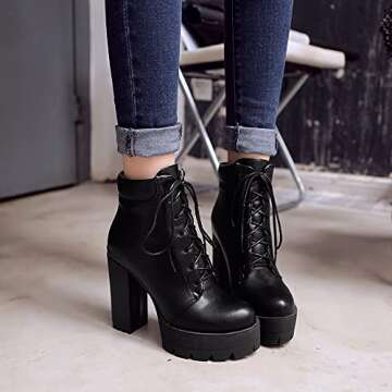 SO SIMPOK Women's Lace Up Goth Platform Ankle Boots