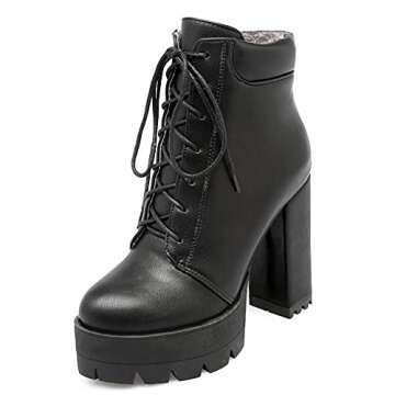 SO SIMPOK Women's Lace Up Goth Platform Ankle Boots