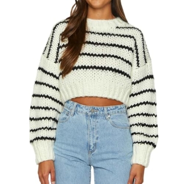 URKITTY Cropped Striped Sweater for Stylish Comfort