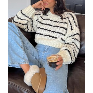 URKITTY Cropped Striped Sweater for Stylish Comfort