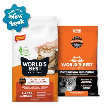 WORLD'S BEST CAT LITTER Low Tracking & Dust Control Multiple Cat Unscented 15-Pounds - Natural Ingre...
