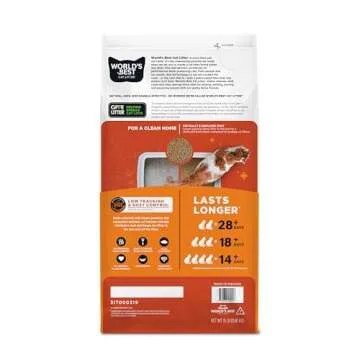 WORLD'S BEST CAT LITTER Low Tracking & Dust Control Multiple Cat Unscented 15-Pounds - Natural Ingredients, Quick Clumping, Flushable & Made in USA - Long-Lasting Odor Control & Easy Scooping