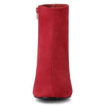 Allegra K Women's Side Zip Chunky Heel Red Ankle Boots - Perfect for Any Occasion
