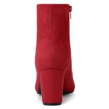 Allegra K Women’s Chunky Heel Red Ankle Boots for Style