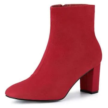 Allegra K Women’s Chunky Heel Red Ankle Boots for Style