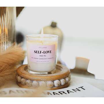 My Lumina Self-Love Aromatherapy Candle w/Rose Quartz Crystal Inside -Natural Heart Chakra Energy to Attract Love- Soy Wax Scented Candle for Home Decor Art, Self Care, Spiritual Healing Gift, Women