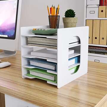 Natwind Office Desk Document File Organizer A4 File Holder Desktop Accessories Organizer Paper letter Hard Copy Document Storage Rack