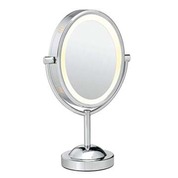 Conair Lighted Makeup Mirror, LED Vanity Mirror, 1X/7X Magnifying Mirror, Double Sided, Corded in Polished Chrome