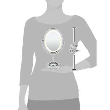 Conair Lighted Makeup Mirror, LED Vanity Mirror, 1X/7X Magnifying Mirror, Double Sided, Corded in Polished Chrome