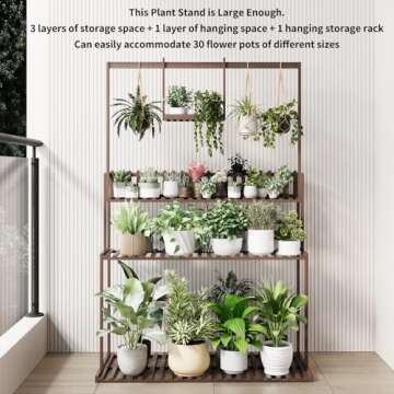 COPREE Bamboo Hanging Plant Stand Planter Shelves Flower Pot Organizer Rack Folding Display Shelving Plants Shelf Unit Holder