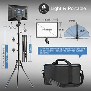 IVISII LED Video Light Kit, 2-Pack 45W Photography Lights with Stand, Dimmable Bi-Color 3000K-8000K Panel Light for Game/Live Streaming/YouTube/Photography