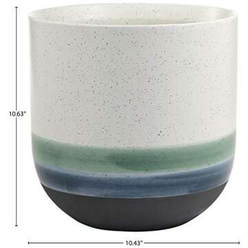 Rivet Westline Hand-Painted Stoneware Planter 10H Teal Blue