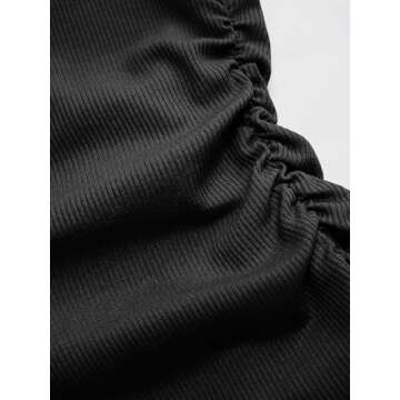 CIDER Women's Asymmetrical Top Off The Shouler Long Sleeve Shirts Ruched Going Out Crop Tops