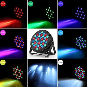 MOSFiATA RGB 36 LED Par Lights, Sound Activated DMX Control, 7 Modes with Remote Control Stage Lighting for Parties, Events, Festivals, Clubs
