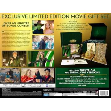 Wicked Exclusive Limited-Edition Giftset with Gold Tone Metal Bookends [4K UHD + Blu-ray + Digital]