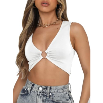 AEVZIV Sexy Crop Top for Women Deep V Neck Tank Top